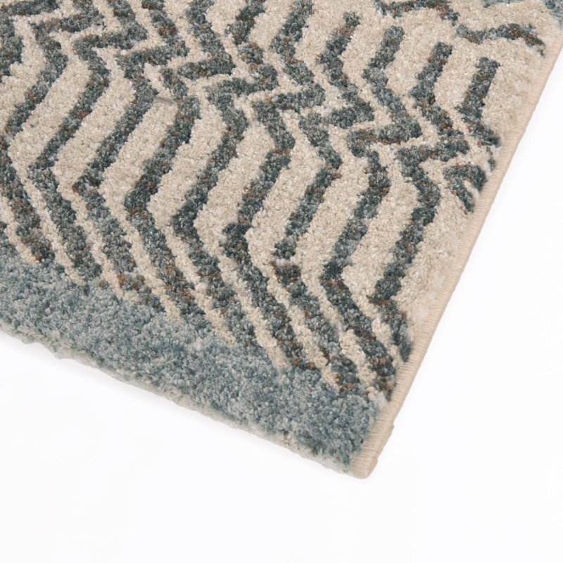 Tapis bohème à chevrons bleu Barreau, Bleu, 5 pi 3 po x 7 pi