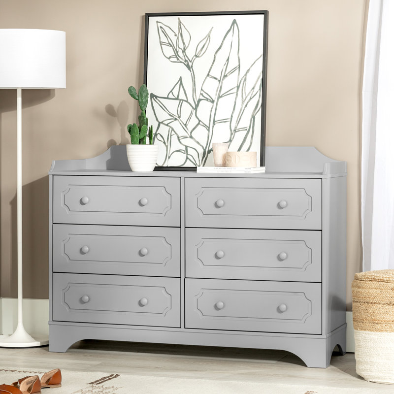 Commode double en bois massif l 6 po Yanuel, Gris