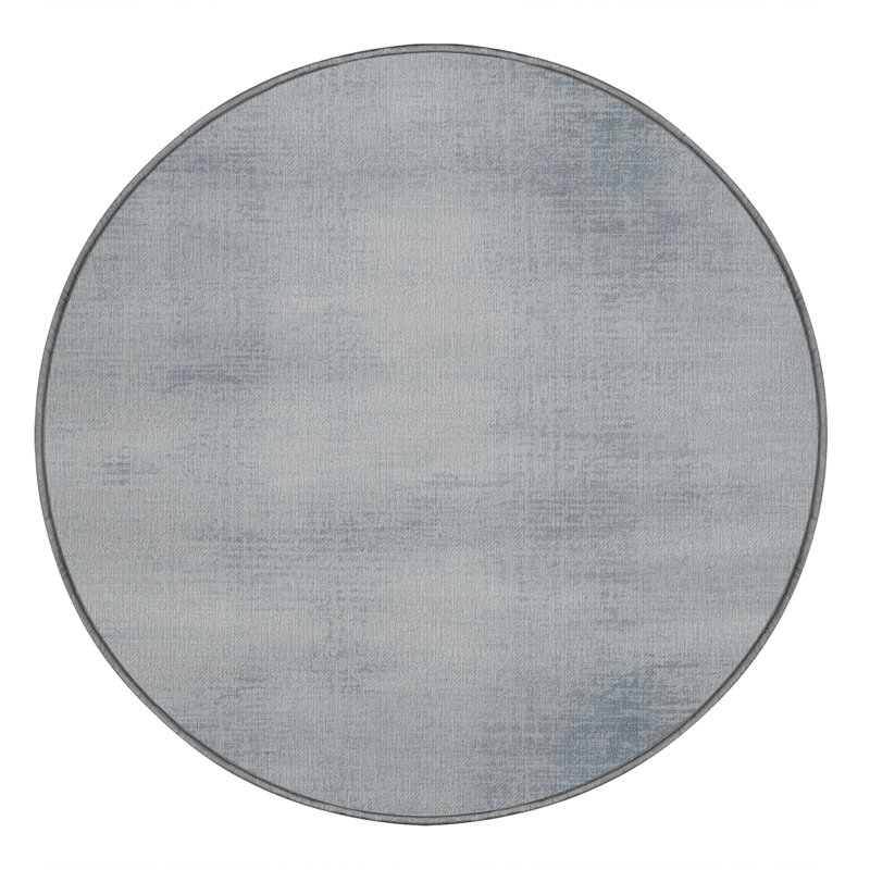 Tapis abstrait gris lavable à la machine, Rond 8 pi