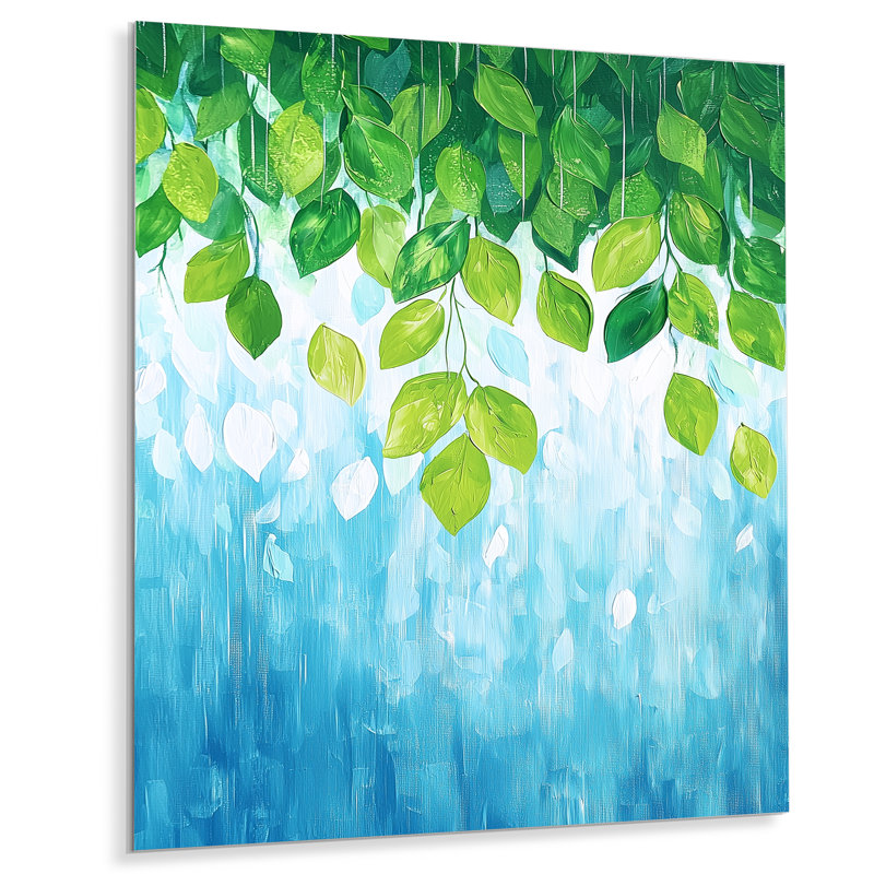 Forêt, feuilles vertes, décoration murale traditionnelle en métal, H 40 po x l 30 po