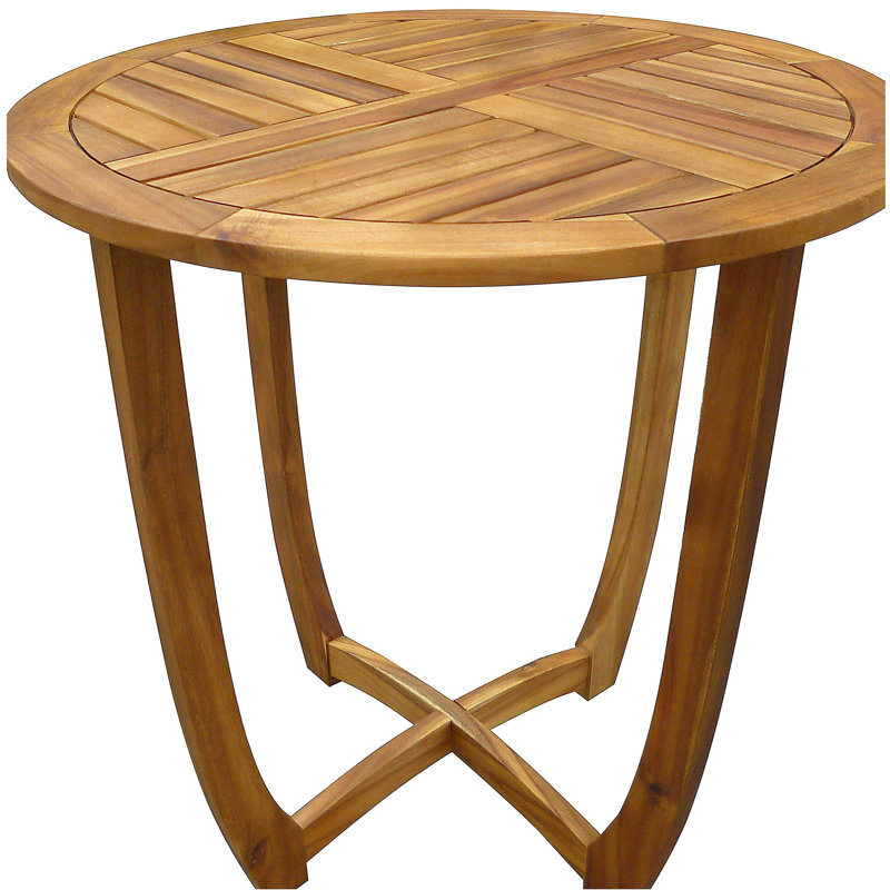 Outdoor Round Acacia Wood Accent Table,27.5" Teak