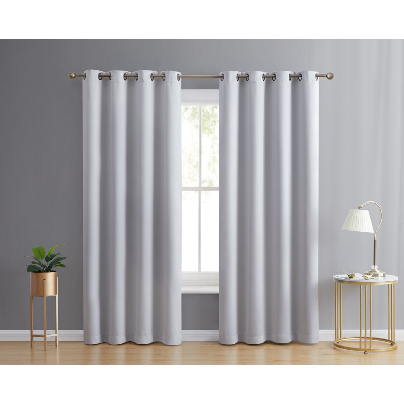 Solid Max 100% Blackout Thermal Grommet Curtain Panels, 52" W x 96" L, Antique Silver