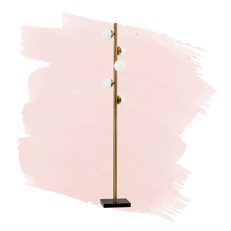 Gerard 65'' Tree Floor Lamp, Antique Brass/Black