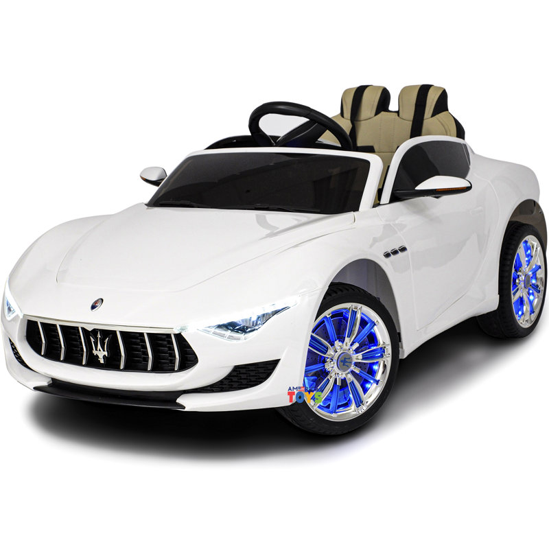 White 12V Maserati Alfieri Ride-On Car with Remote Control