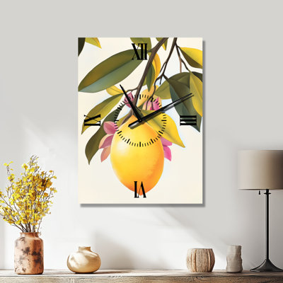 Citron du Vieux Jardin II - Horloge murale vintage en métal