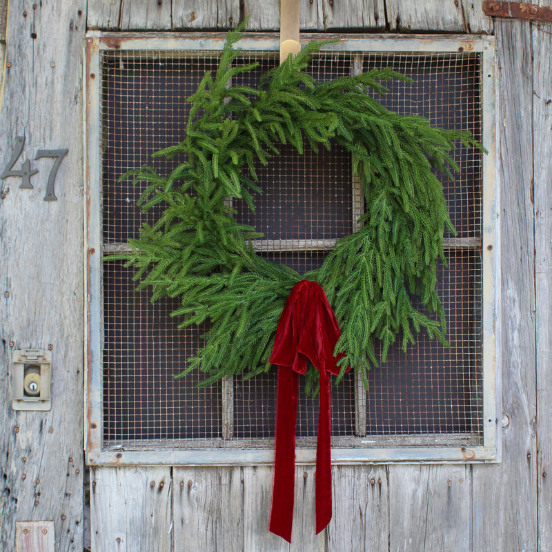 Norfolk Collection - Real Touch Norfolk Pine Front Door Christmas Holiday Winter Wreath - 2 Size Options Available