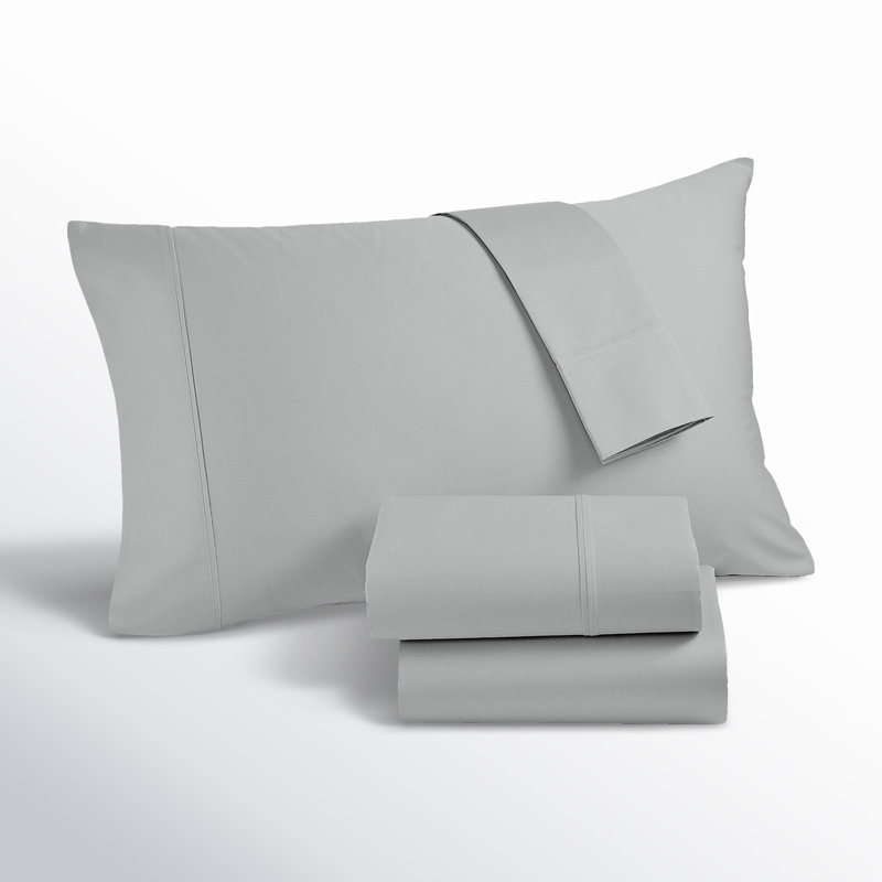 Ensemble de draps Ultimate Percale 100% coton, Ensemble de draps pour lit double avec 2 taies d'o, Gris clair