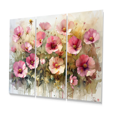 Ensemble de reproductions d'art sur feuilles roses, roses et vertes