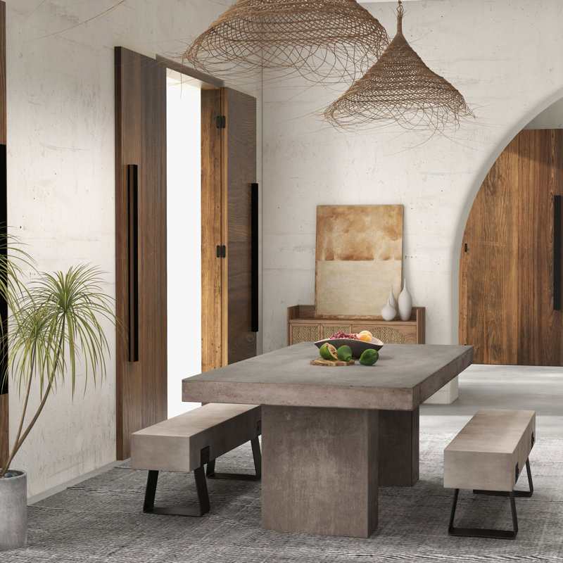 Kareen Pedestal Dining Table, Dark Gray, 70.75" L x 35.5" W, Standard Table (30.5" Height)