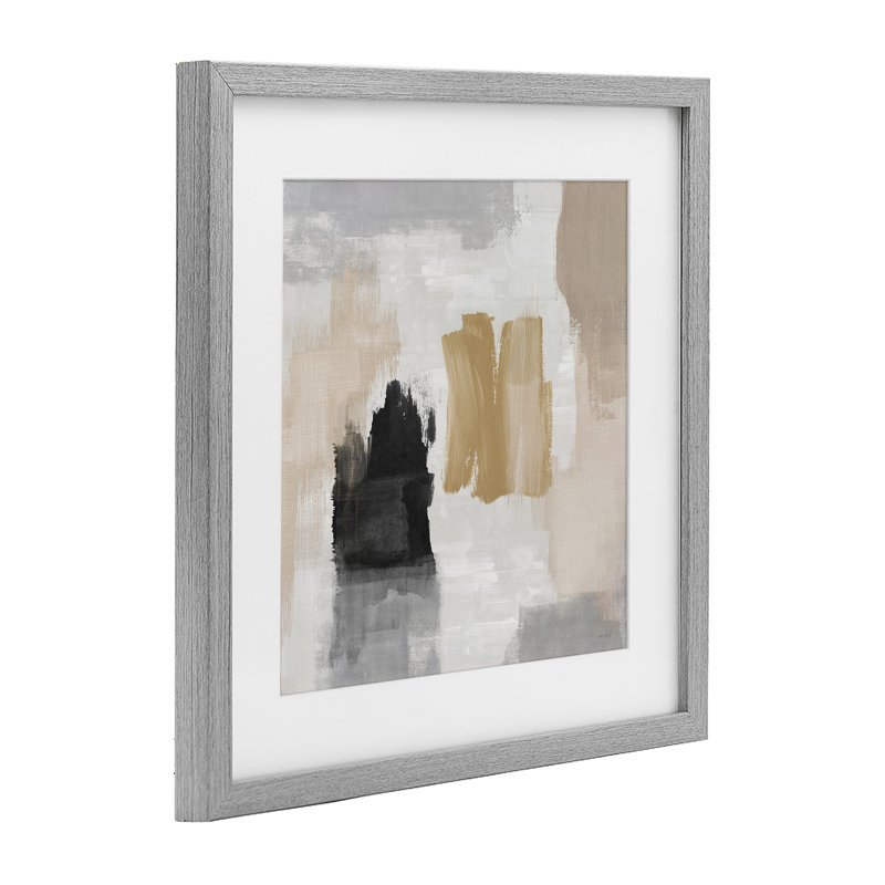 «Pastel brossé», reproduction abstraite encadrée sous verre, design par Amber Sterling, Cadre de ferme gris