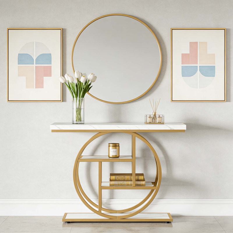 Console 41,3 po, table d'entrée industrielle à 4 niveaux avec base circulaire