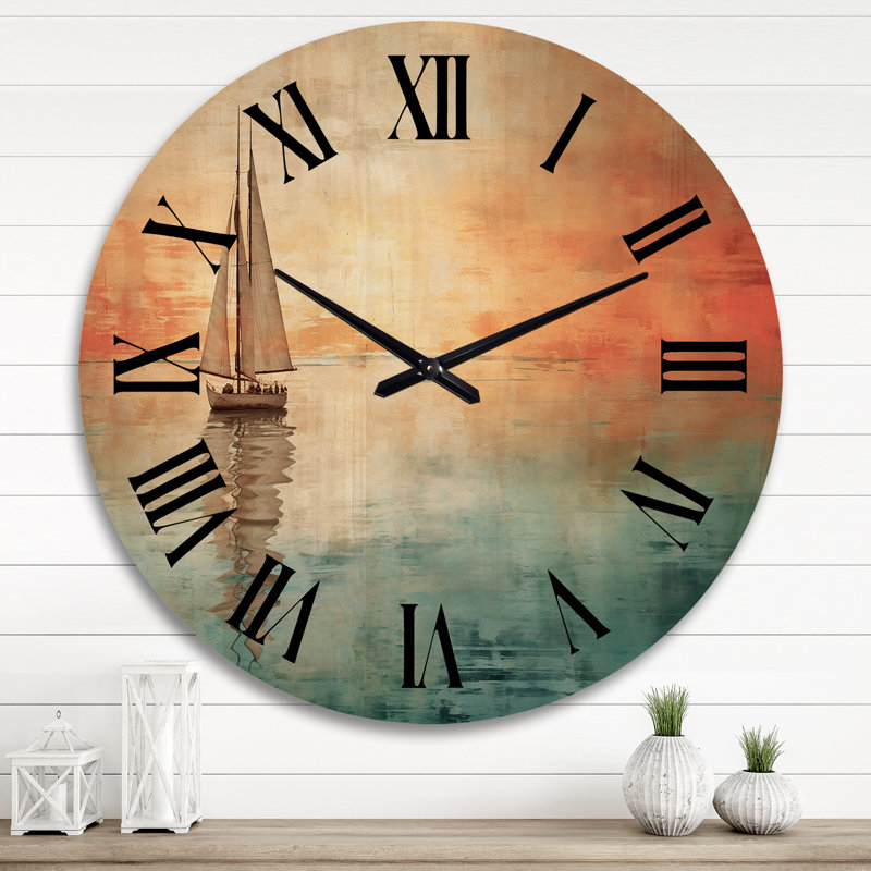 Horloge murale surdimensionnée en bateau Boat Coastline II - Bateau, Très grand