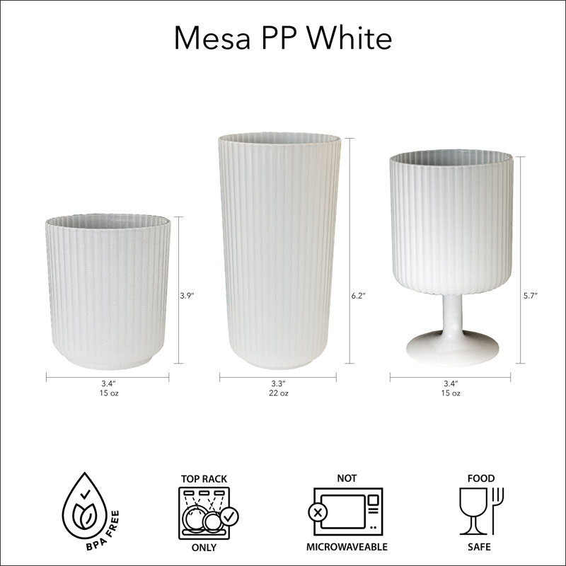 Mesa PP Drinking Glass, White