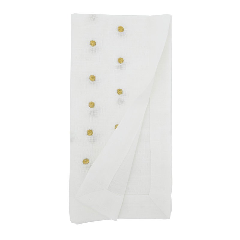 Aadhya Collection Polyester Polka Dots Square Napkin, Gold