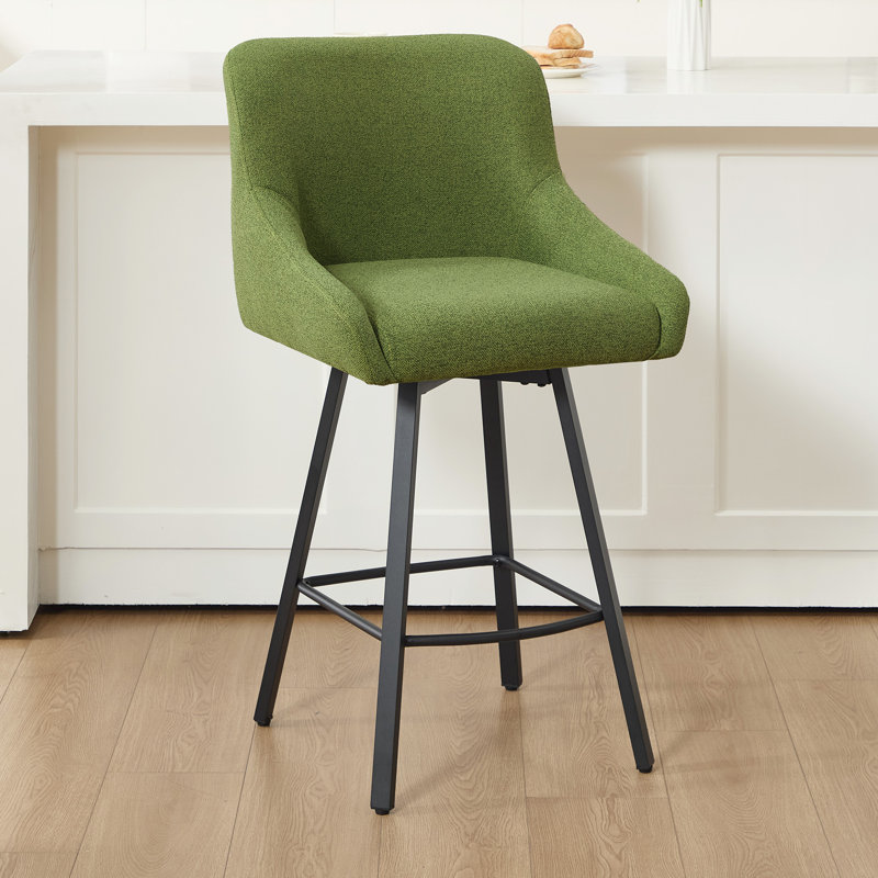 Swivel Counter Stool with Metal Frame, Green