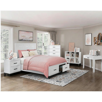 1 piece of white lacquer writing desk with drawer wooden furniture