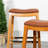 30" Bar Stool With Soft Bonded Leather Seat In Natural - Stylish For Any Space Saddle Shade Elegant And Practical-198466598-198466599-198466596