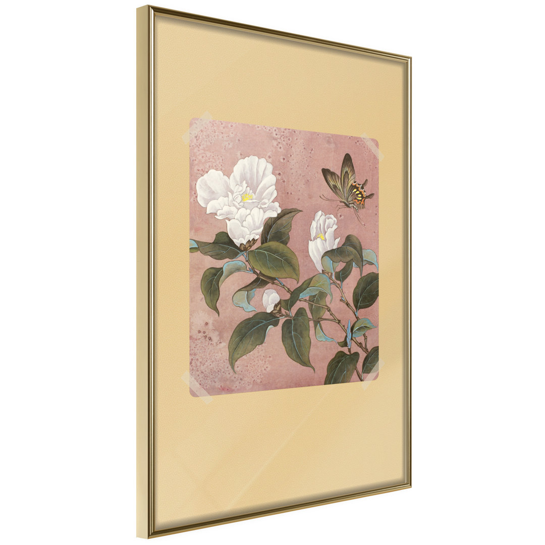 Gerahmtes Poster Rhododendron and Butterfly