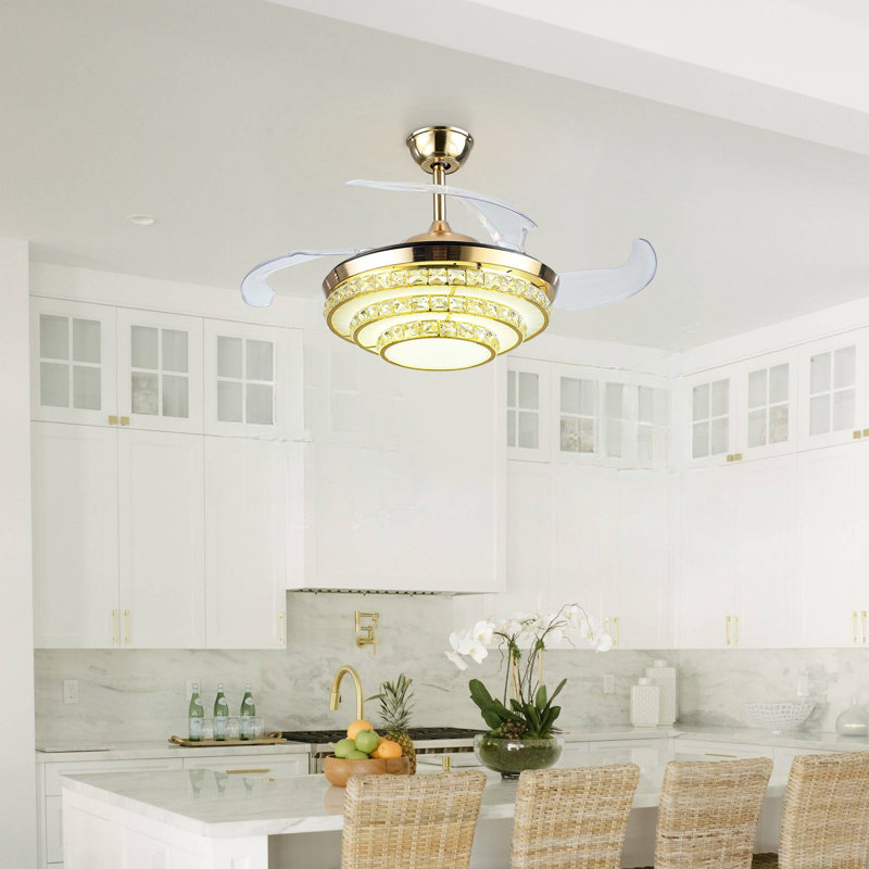 Jordani 42'' Ceiling Fan with LED Lights, Gold