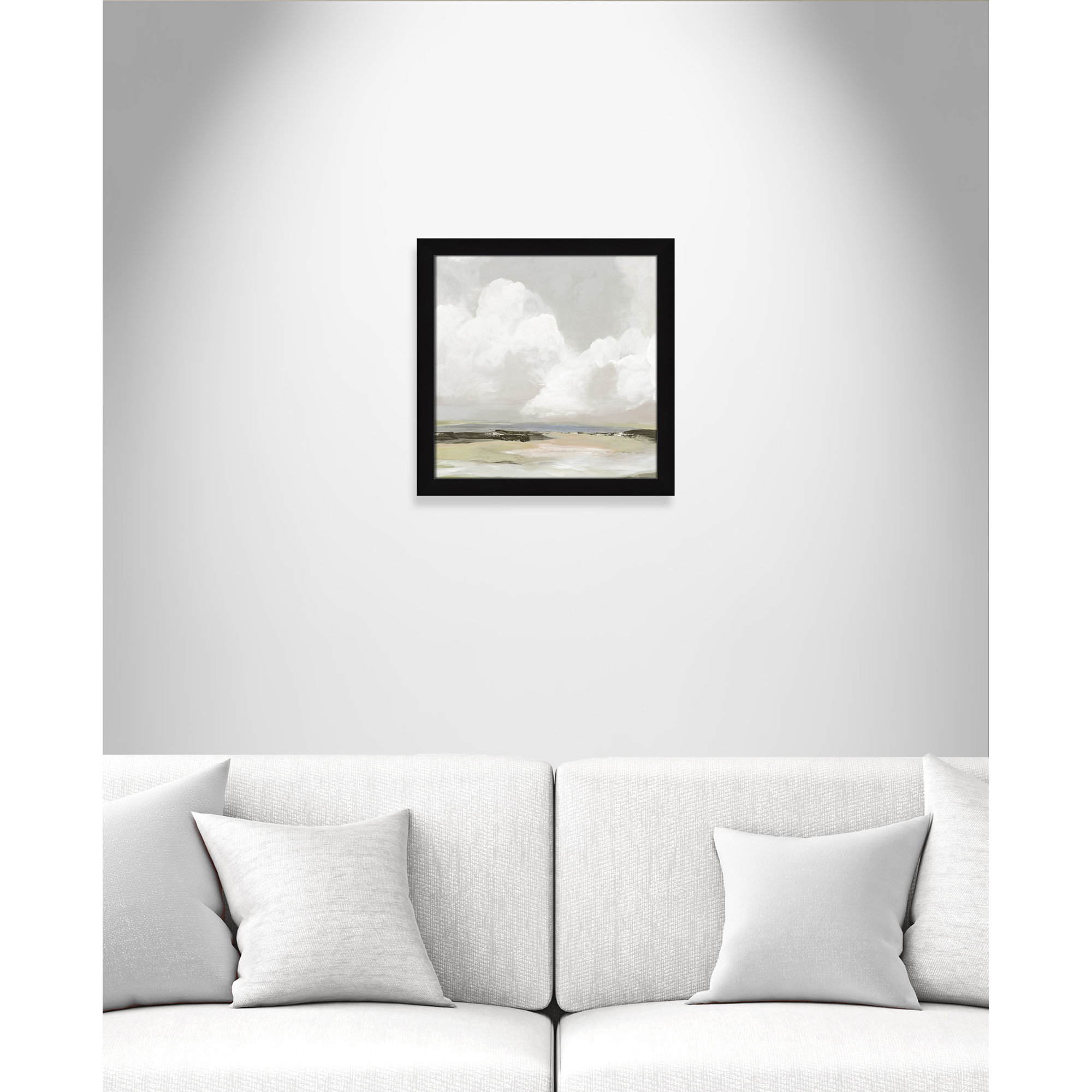 Soft Clouds - Picture Frame Painting Print, 18" H x 18" W x 1.12" D, Black Framed