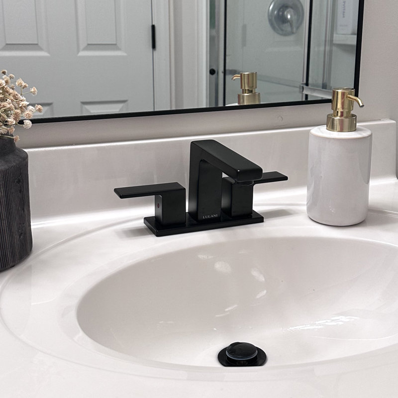 Lulani Centerset Bathroom Faucet with Drain Assembly, Matte Black