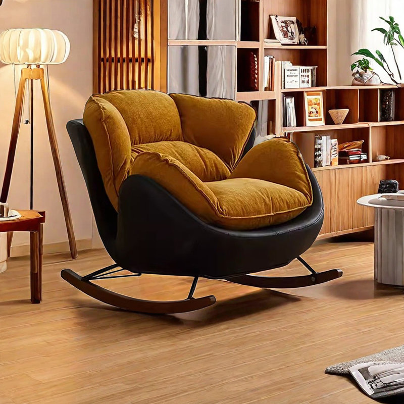 Chaise berçante simple rétro, Noir/jaune