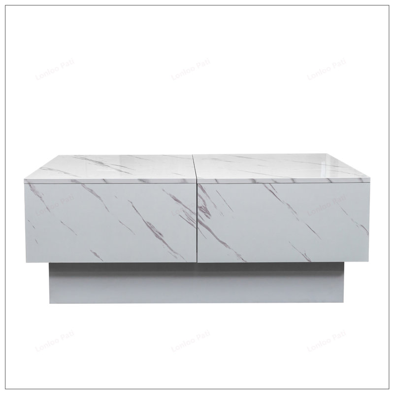 Table basse pratique avec plateau coulissant et rangement caché, extensible pour un salon polyvalent