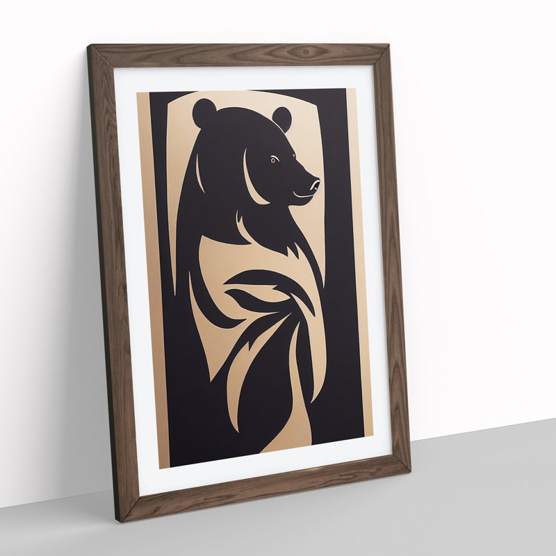 Bear Profile Abstract - Single Picture Frame Print, 64cm H x 46cm W x 2cm D, Walnut Framed