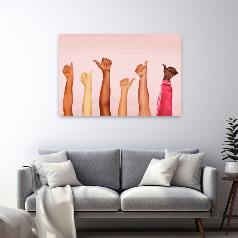 Art mural moderne abstrait pouce en l'air, H 48 po x l 32 po