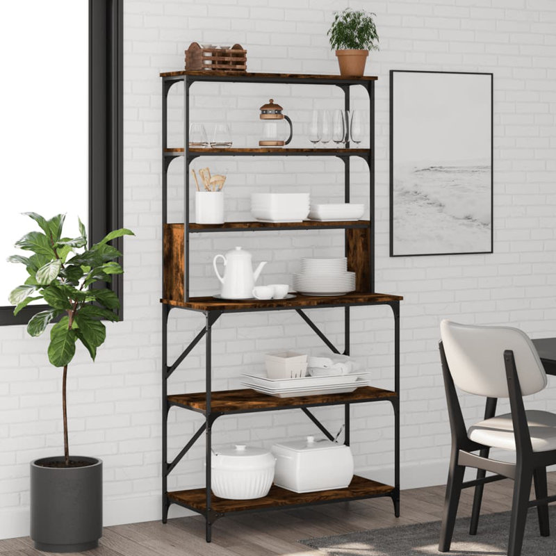 Jollain 90cm W Metal Shelving Unit, Smoked Oak