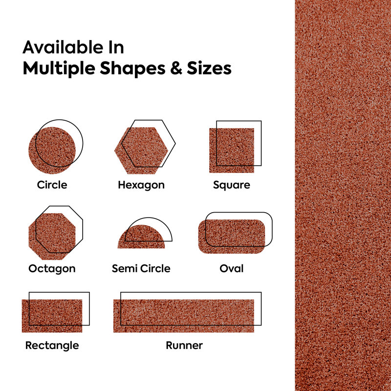 Rust 2' x 3' Solid Color Stain-Resistant Kids Rug