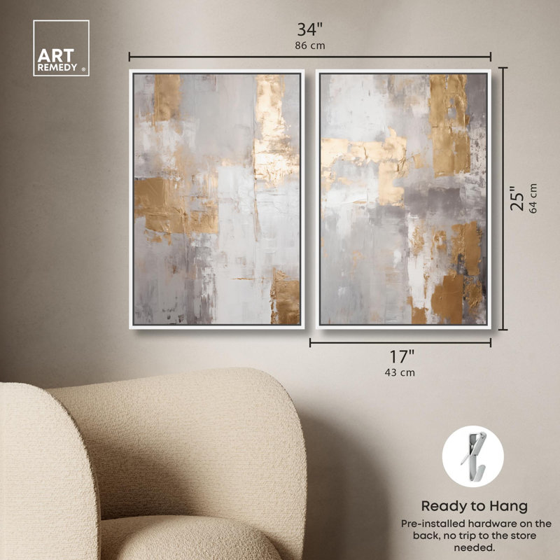 Tranquility Gold Art , 25" H x 17" W, Impression dans un cadre flottant sans passe-parto, Blanc