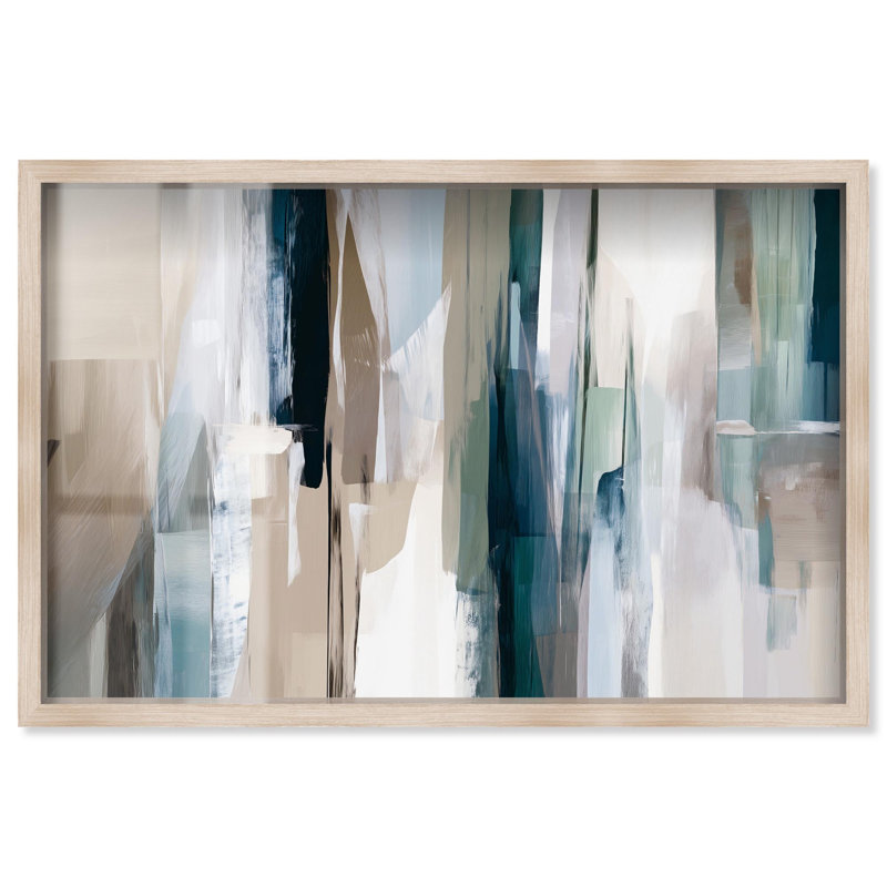 Art mural abstrait à colonnes colorées, H 25 po x l 37 po, Crème, crème