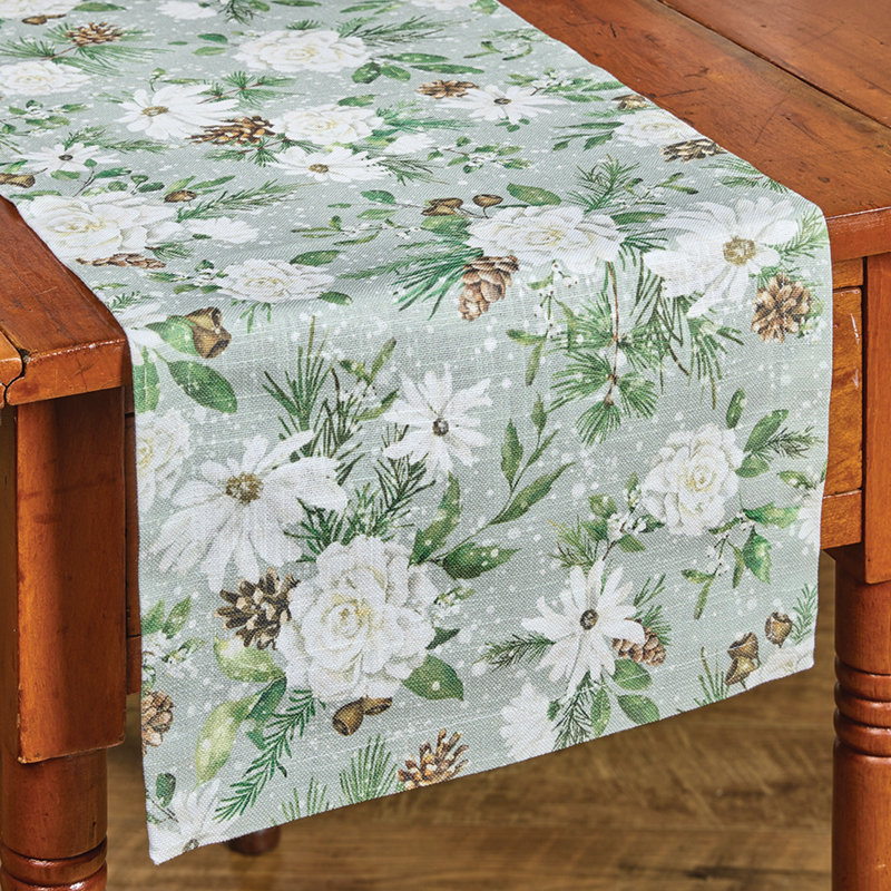  Chemin de table Snowflowers 13 po x 36 po, L 36 po x l 13 po