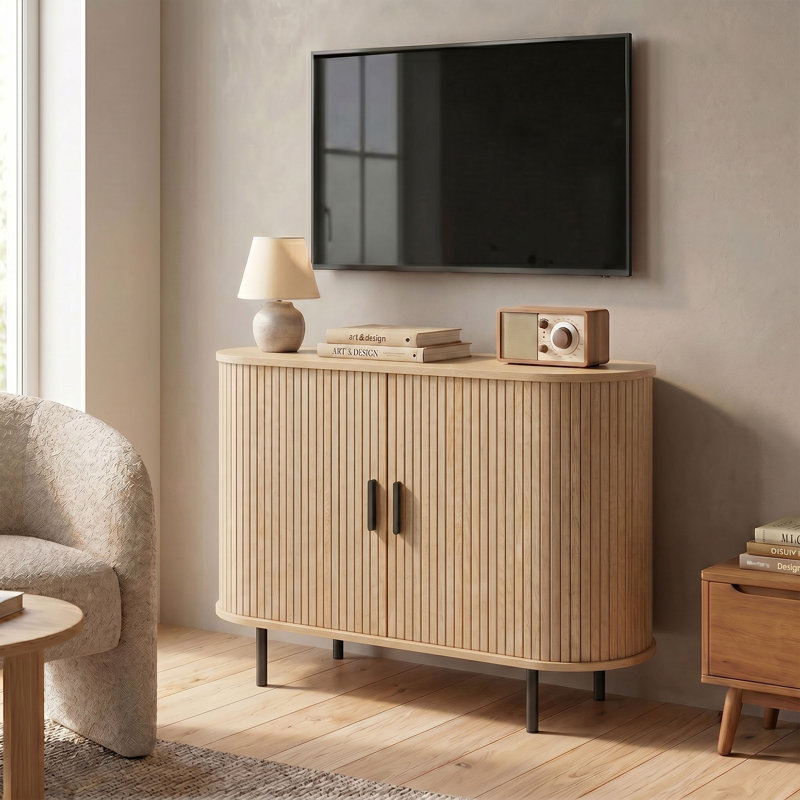 Buffet buffet avec portes courbées en bois naturel