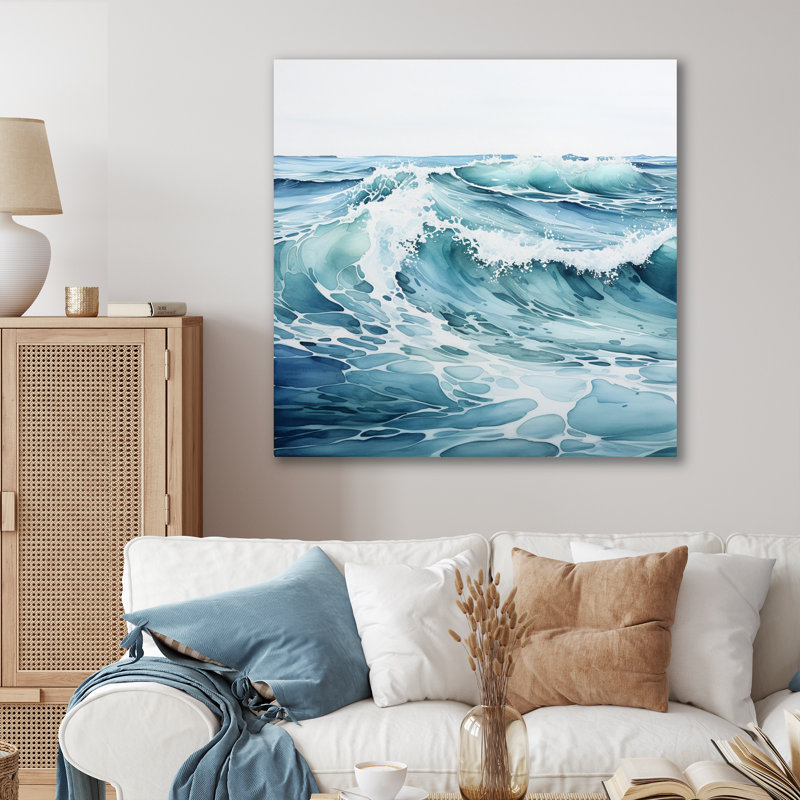 «Teal Minimalisme Tranquil Waters», reproduction sur toile, H 24 po x l 24 po x P 1 po, Toile tendue