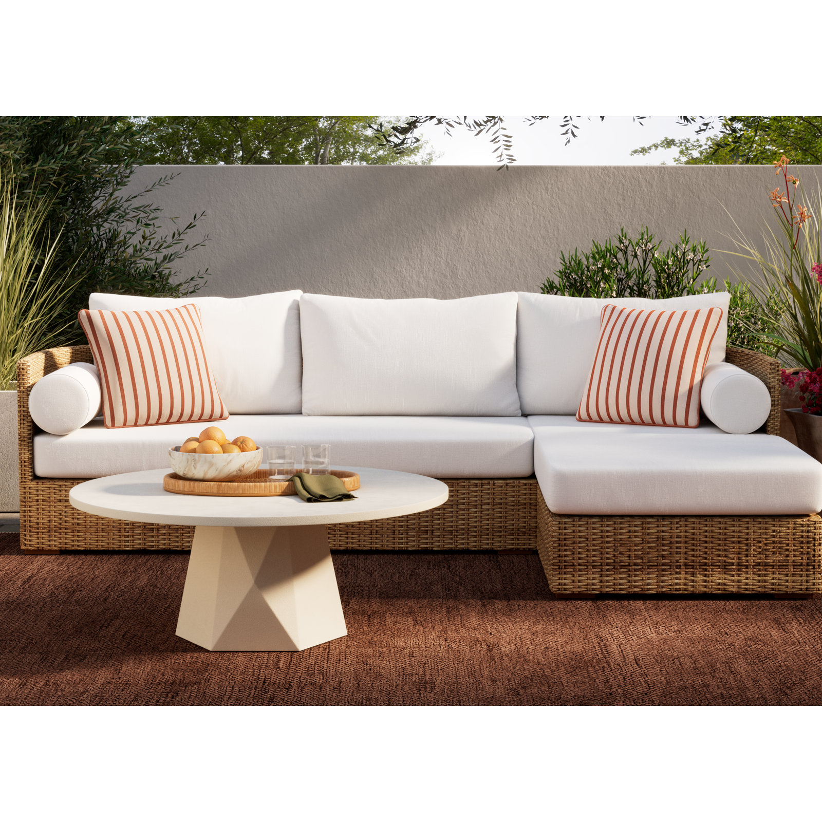 Maddie 100" Acacia Patio Sectional Set, Natural