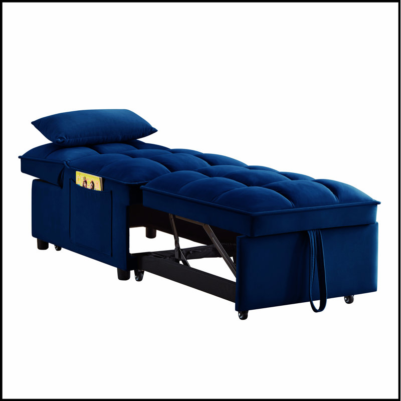 Canapé-lit simple capitonné avec dossier réglable et coussins, méridienne convertible pour une utilisation polyvalente