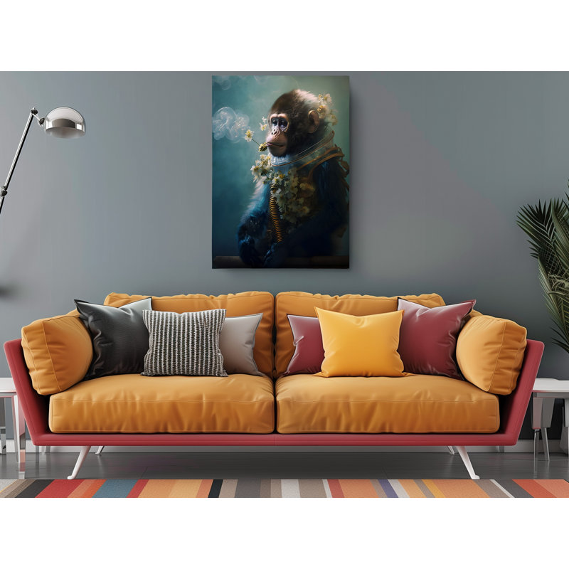 Singu astronaute du yétuart avec fleurs, H 60 po x l 40 po x P 1 po