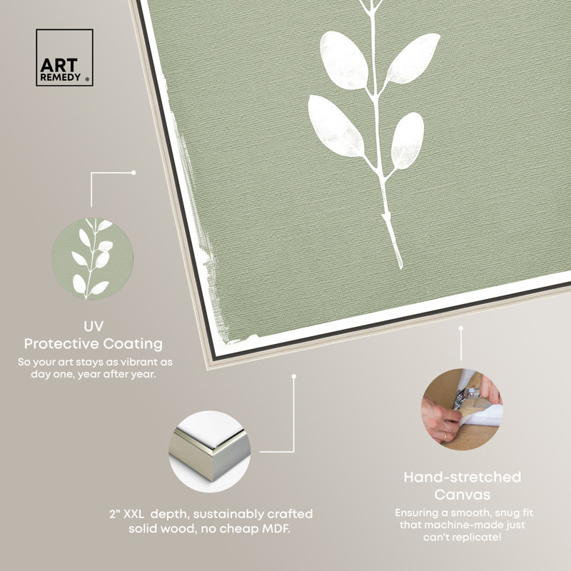 Linen Leaf Screen II Green and White Botanical Canvas Art, 25" x 17"