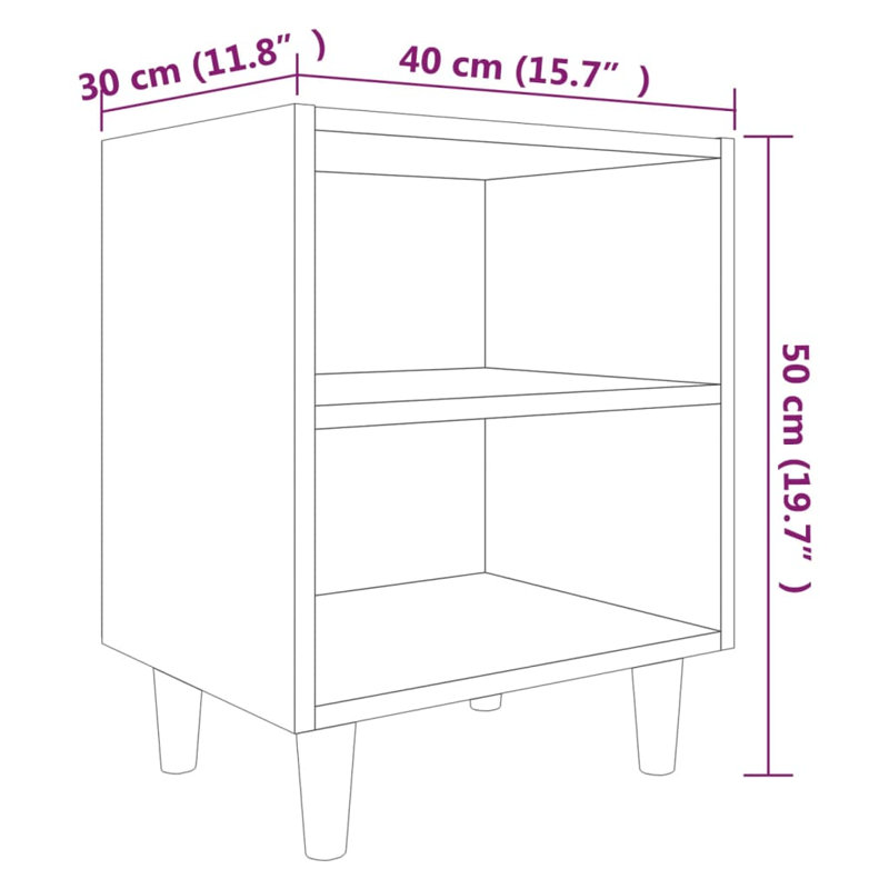 Southwell 40 cm W Bedside Table, Grey Sonoma