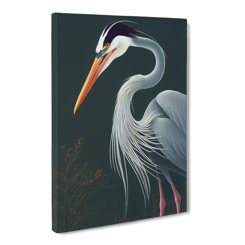 Almanza Heron Bird Traditional Vol.3 - Wrapped Canvas, 60cm H x 40cm W x 3cm D