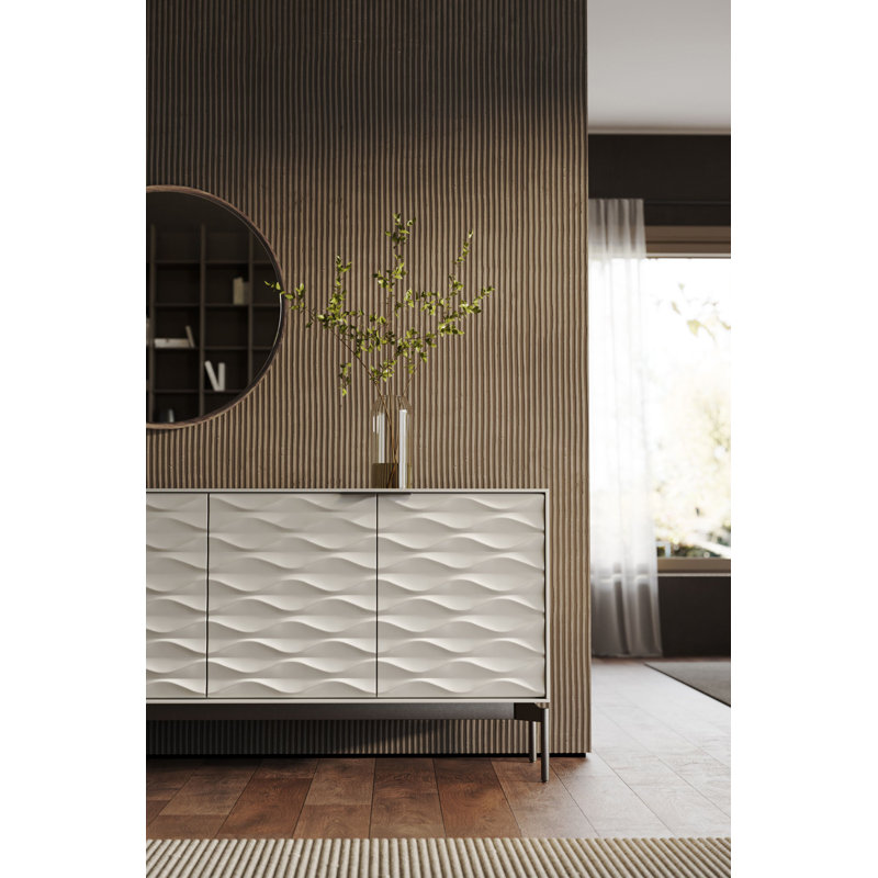 Mesa 79.5'' W Sideboard, Stone/Brushed Carbon