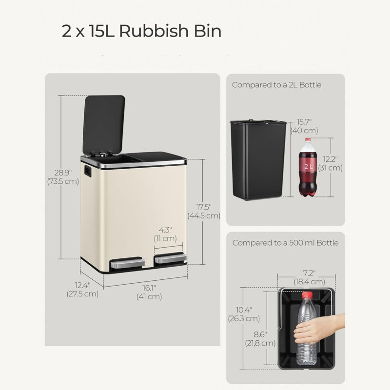 Stainless Steel Recycling Bin - 30 L
