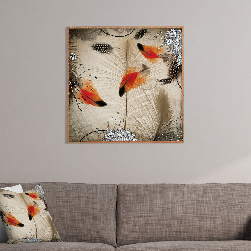 Eccles Feather Dance - Reproduction d'art graphique sur bois encadrée, H 20 po x l 20 po x p 1 po