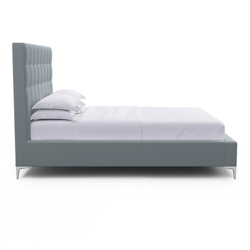 Bryant Upholstered Bed, Plush Velvet Haze, Queen, Ebony