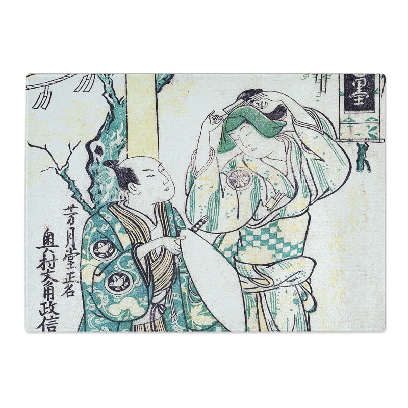 Tempered Glass Scene from a Drama by Okumura Masanobu Chopping Board, 28.5 cm x 20 cm