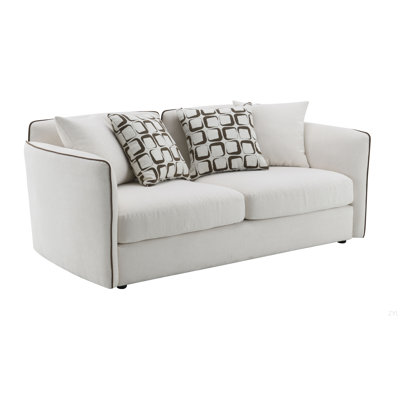 Causeuse en chenille beige avec 4 coussins