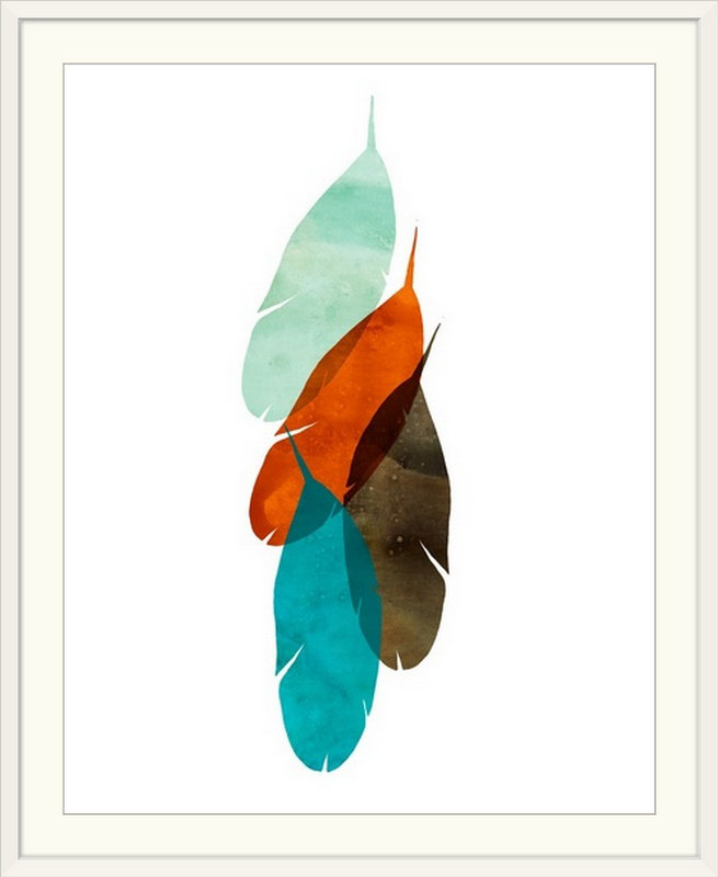 « mod plumes », impression, H 38 po x l 32 po x P 1 po, Cadre blanc