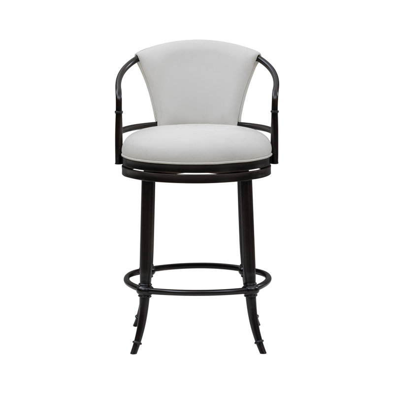 Tabouret de bar pivotant à hauteur de comptoir Otis, Blanc, Tabouret de comptoir (siège d'une hauteur de 26 p